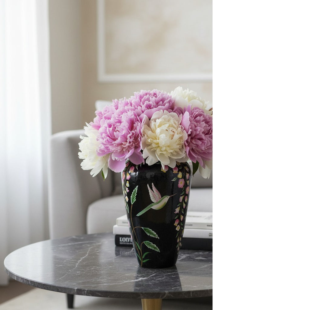 Vase Blütenmotiv Eisen — Schwarz