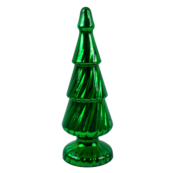 Deko-Weihnachtsbaum HOLLY – Grünes Glas mit Struktur – Ø 12 x H 36 cm