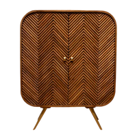 Holzschrank mit Chevron-Muster aus Mangoholz – braun – 90x40x115 cm – Retro-Design