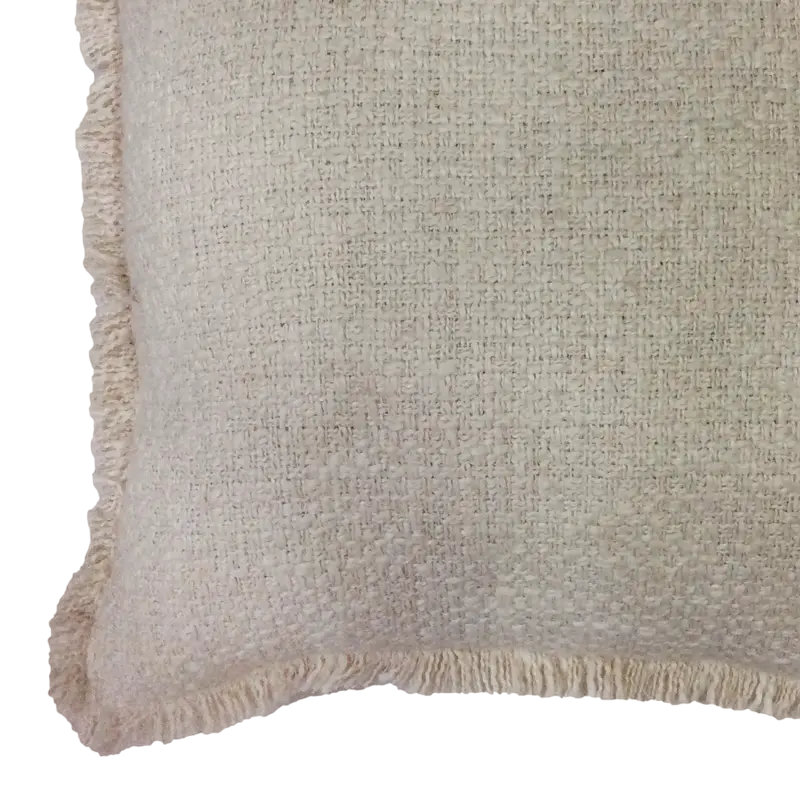 Bouclé Kissen mit Fransen — Mocha — 50x50 cm — handgewebt
