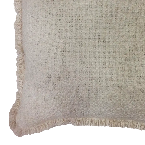 Bouclé Kissen mit Fransen — Mocha — 50x50 cm — handgewebt