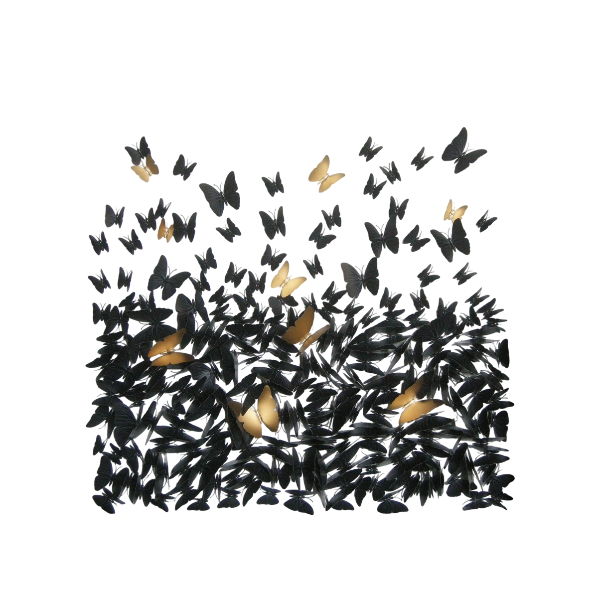 Wanddeko mit Schmetterlingen in Schwarz/Gold – 3D-Optik – 90×90 cm – modern
