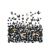 Wanddeko mit Schmetterlingen in Schwarz/Gold – 3D-Optik – 90×90 cm – modern