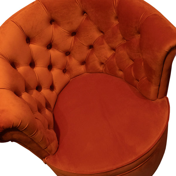 Cocktailsessel aus Samt mit Chesterfield-Rücken – Orange – 76 x 80 cm – elegant & kompakt