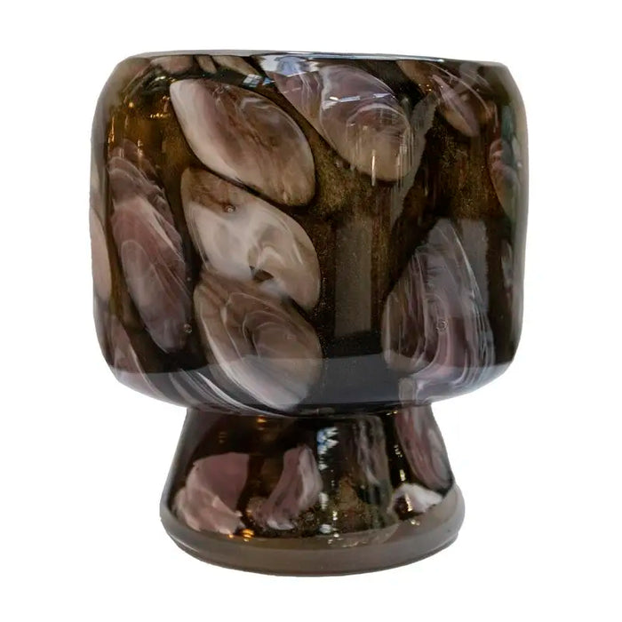 Vase aus handgeblasenem Glas in Soft Pink – gesprenkeltes Design – 10x10x12 cm – modern