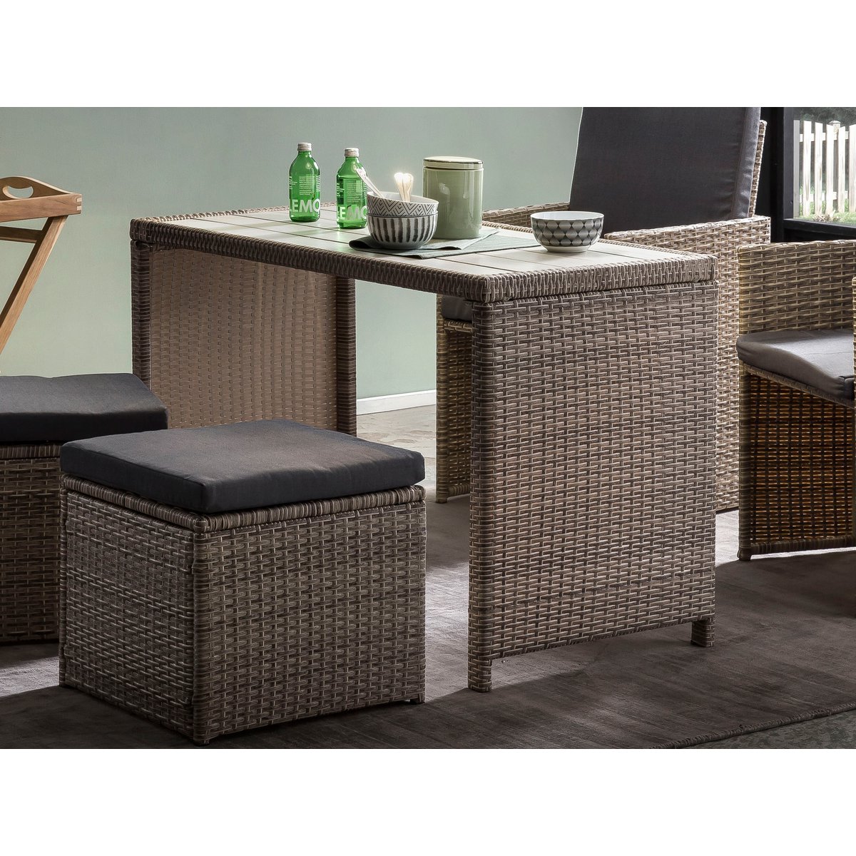 Lounge-Set Rattan Elegance – Exklusive Gartengarnitur mit 9 Elementen