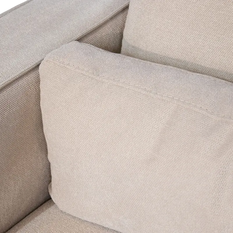 2-Sitzer Sofa Merida aus beigem Stoff – breite Armlehnen – 202 cm – modern & elegant