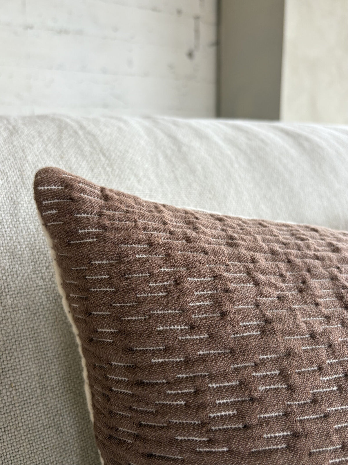 Kissenbezug Olivia — Gesteppt Braun-Ecru 60 × 40 cm