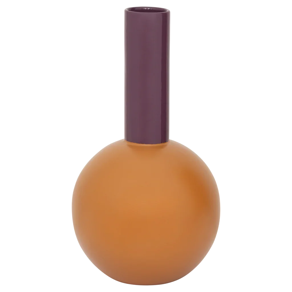 Vase Farve Combi 2 — Color-Block Lila-Orange, Recycling-Keramik