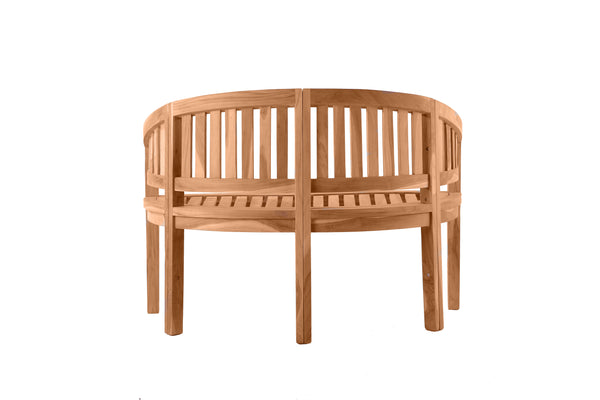 Gartenbank aus Teak in Bananenform – 120 cm – wetterfest & stabil