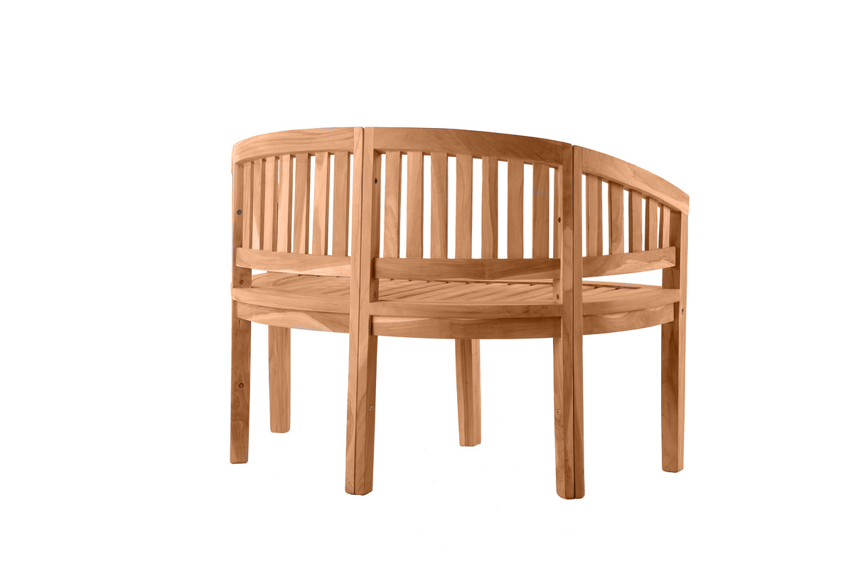 Gartenbank aus Teak in Bananenform – 120 cm – wetterfest & stabil