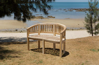 Gartenbank aus Teak in Bananenform – 120 cm – wetterfest & stabil