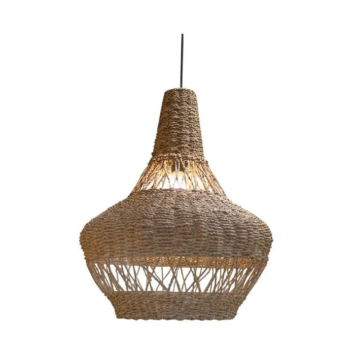 Große Deckenlampe aus Wasserhyazinthe – handgeflochten – 54x62 cm – Naturlook