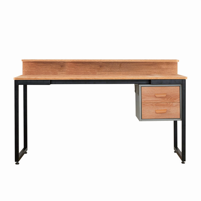 Schreibtisch mit Schubladen aus Akazie-Dekor – Metallgestell – 140×60 cm