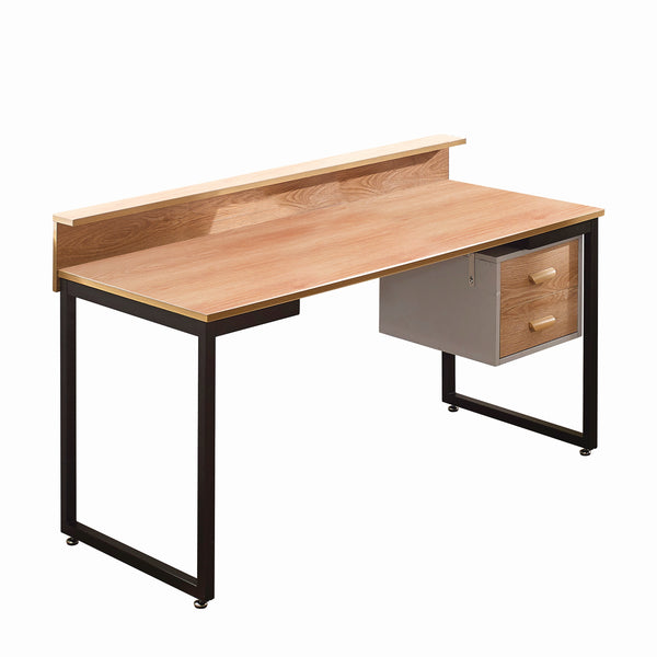 Schreibtisch mit Schubladen aus Akazie-Dekor – Metallgestell – 140×60 cm
