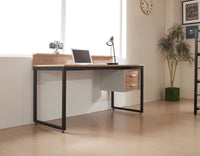 Schreibtisch mit Schubladen aus Akazie-Dekor – Metallgestell – 140×60 cm