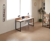 Schreibtisch mit Schubladen aus Akazie-Dekor – Metallgestell – 140×60 cm