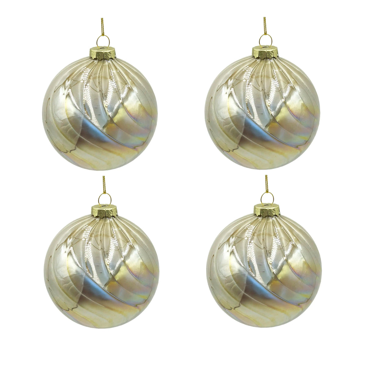 Christbaumkugeln Set/4 – Glas in Perlschimmer Champagner – Ø 10 cm