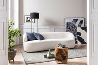 3-Sitzer Nierensofa aus Bouclé-Stoff – abgerundete Form – B 220 cm – modern weiß