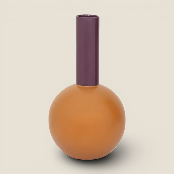Vase Farve Combi 2 — Color-Block Lila-Orange, Recycling-Keramik