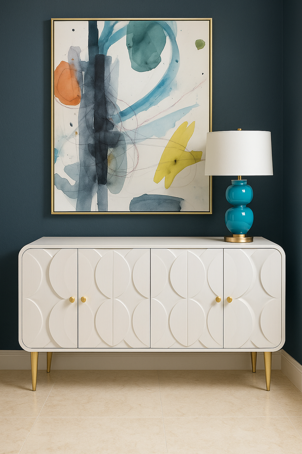 Sideboard aus Mangoholz in Whitewash – 152×42×82 cm – strukturiertes Design