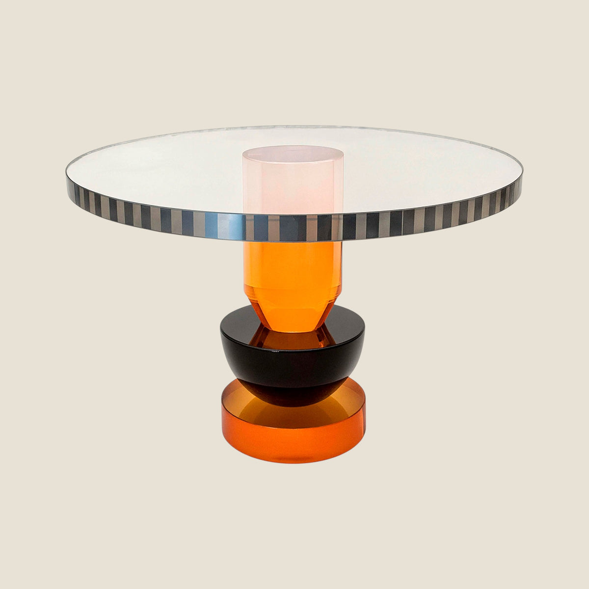 Schale auf Fuß Kristallglas — Orange-Schwarz