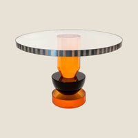 Schale auf Fuß Kristallglas — Orange-Schwarz