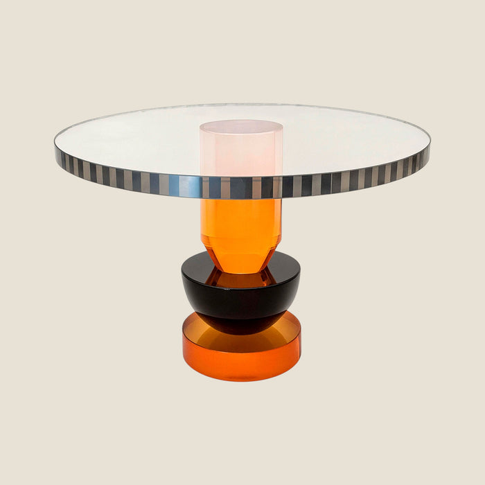 Schale auf Fuß Kristallglas — Orange-Schwarz