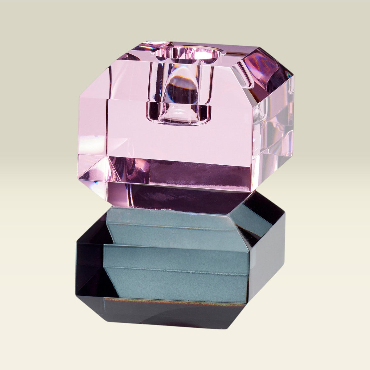 Kerzenhalter Kristallglas — Rosa-Rauchgrau