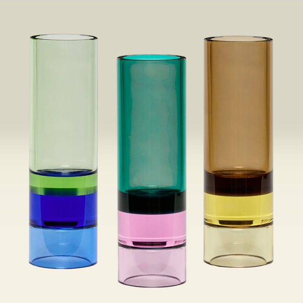 Vase & Teelichthalter Kristallglas — Braun-Gelb