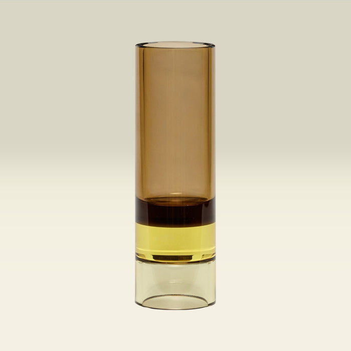 Vase & Teelichthalter Kristallglas — Braun-Gelb