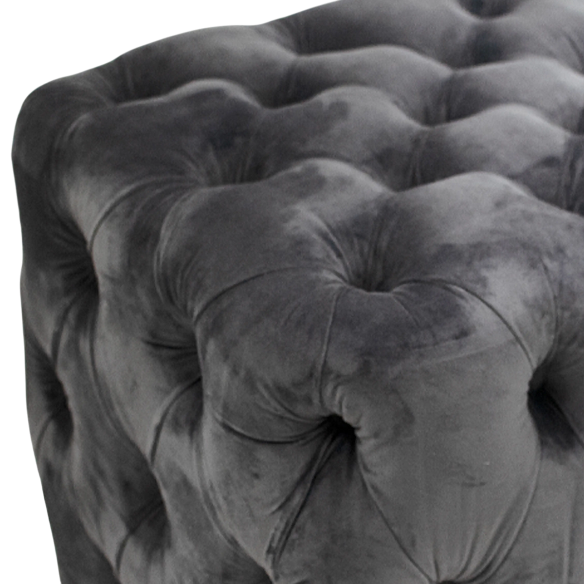 Würfelhocker aus Samt mit Chesterfield-Steppung – Grau oder Natur – 50 x 50 cm – klassisch