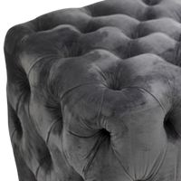 Würfelhocker aus Samt mit Chesterfield-Steppung – Grau oder Natur – 50 x 50 cm – klassisch