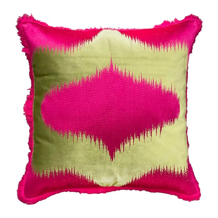 Zierkissen mit Fransen – Samt fuchsia/mint – 50×50 cm – weich & auffällig