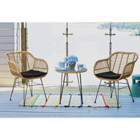 5-tlg. Gartengarnitur aus Polyrattan – 2 Stühle mit Auflagen & Beistelltisch – wetterfest & UV-beständig