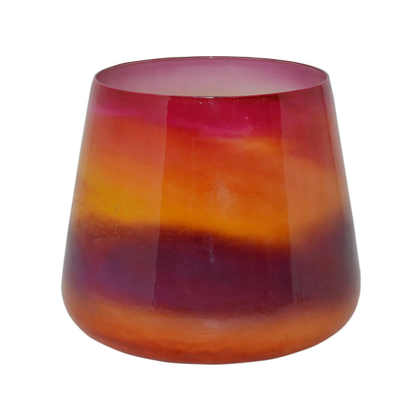 Vase aus Glas – Sunrise Pink mit Swirl-Muster – 29x29x26 cm