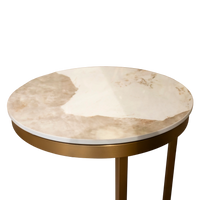 Runder Beistelltisch mit Keramikplatte – Edelstahl in Goldoptik – H 61 cm – modern