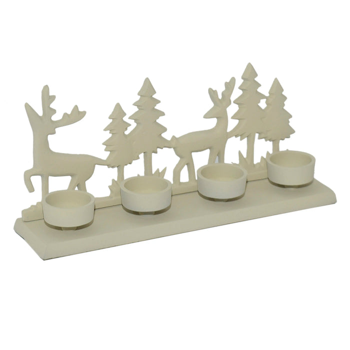 Kerzenhalter CLAUS für Teelichter – Eisen in Sandbeige – 33x8x14 cm