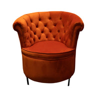 Cocktailsessel aus Samt mit Chesterfield-Rücken – Orange – 76 x 80 cm – elegant & kompakt