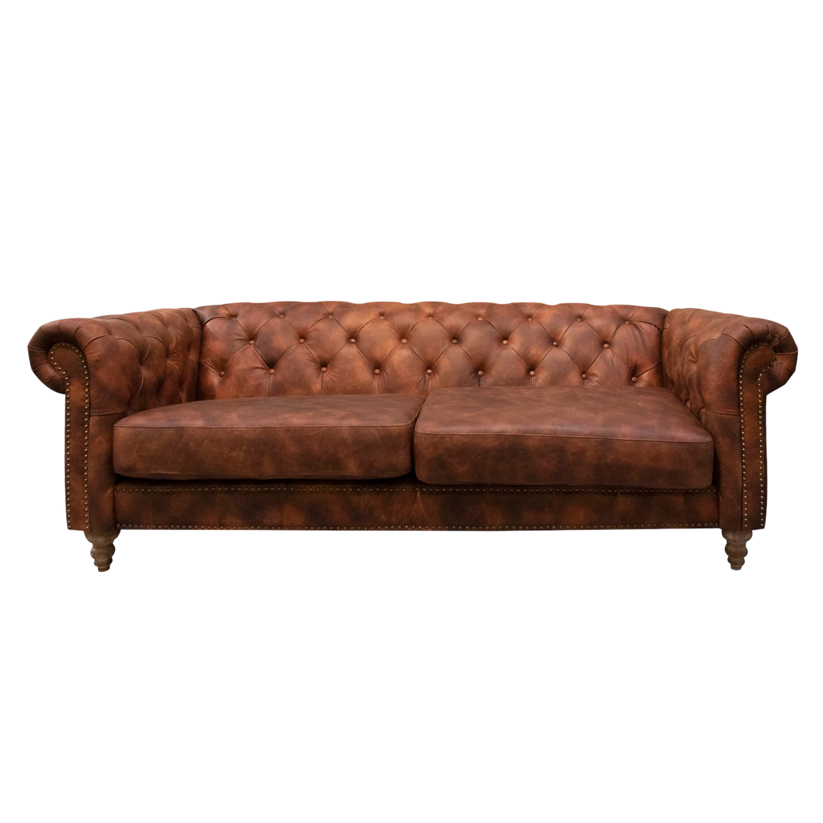 3-Sitzer Chesterfield Sofa aus Echtleder – dark brown – B 216 cm – klassisch & edel