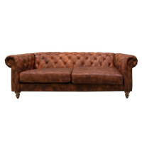 3-Sitzer Chesterfield Sofa aus Echtleder – dark brown – B 216 cm – klassisch & edel