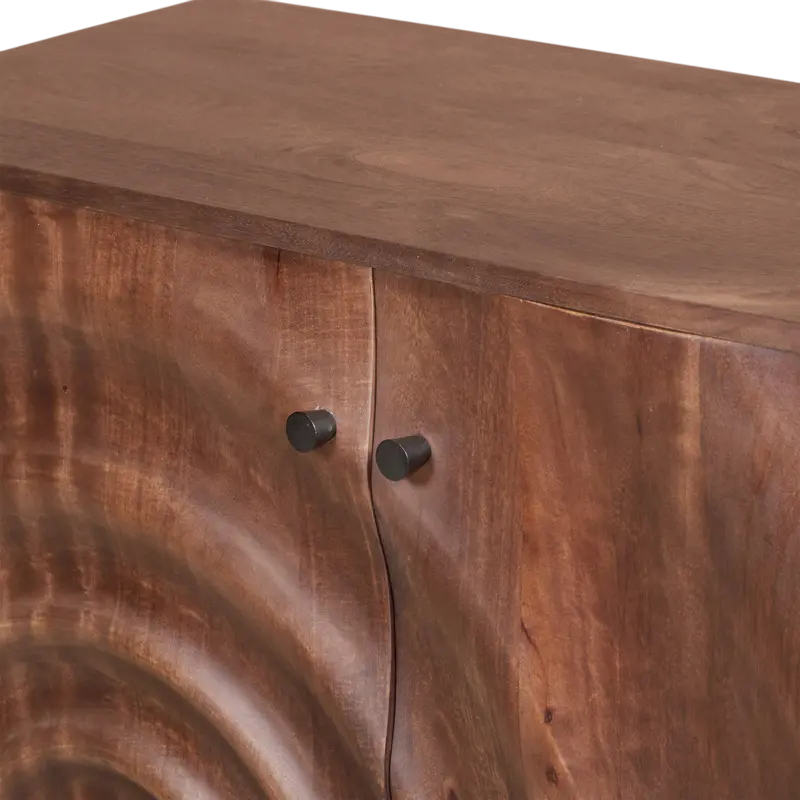 Kommode aus Mangoholz in Dunkelbraun – mit Lamellenfront – 100 × 83 cm – Industrial Style