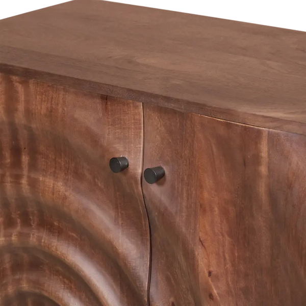 Kommode aus Mangoholz in Dunkelbraun – mit Lamellenfront – 100 × 83 cm – Industrial Style