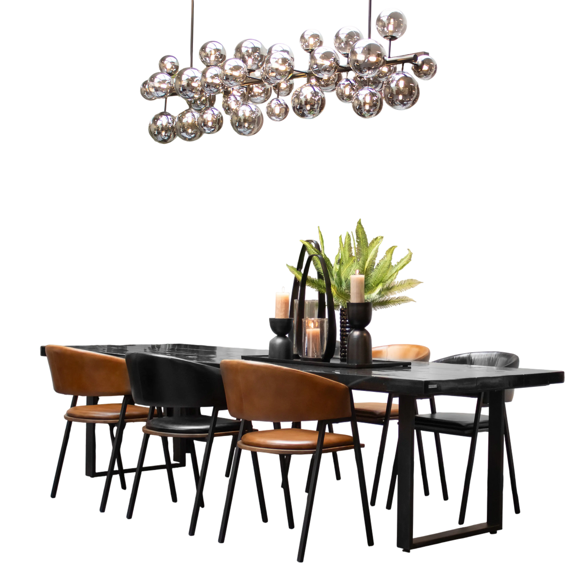 Esszimmerstuhl aus Leder – Cognacbraun – B 52 cm – Minimalistisch & elegant im Industrial-Stil