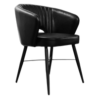 Polsterstuhl aus schwarzem Leder – schwarze Metallbeine – 56x62x79 cm – modernes Design