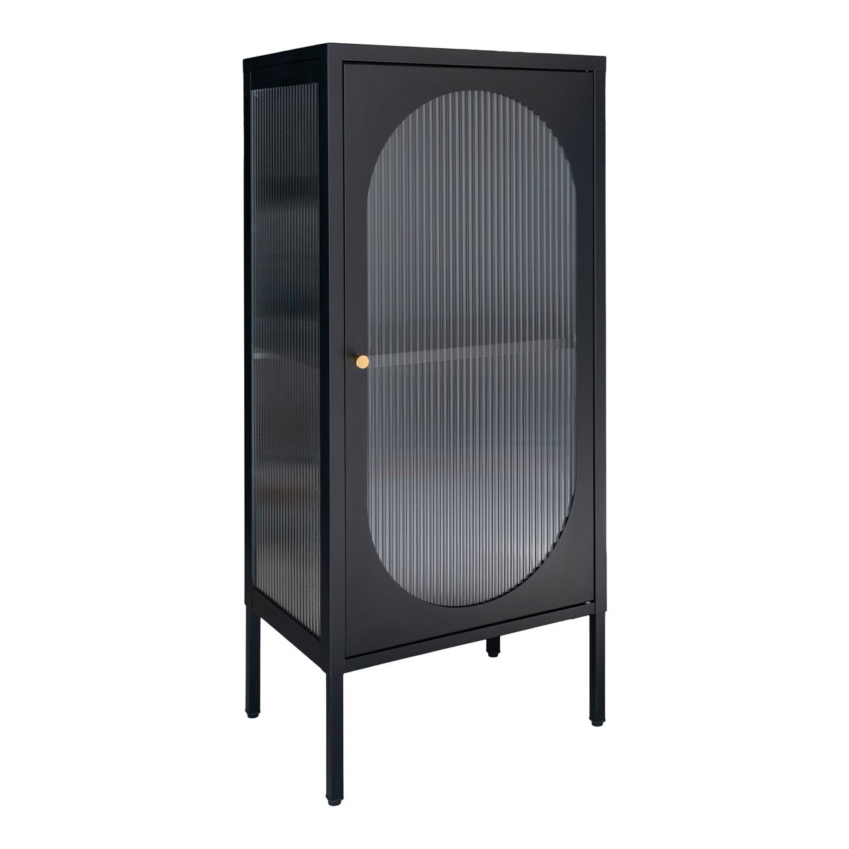 Vitrine Adelaide Noir – Stahl und geriffeltes Glas in modernem Stil