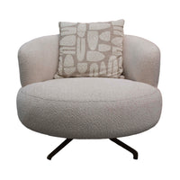Drehbarer Lounge-Sessel aus Bouclé in Beige – mit Zierkissen – 88x95x75 cm – modern & gemütlich