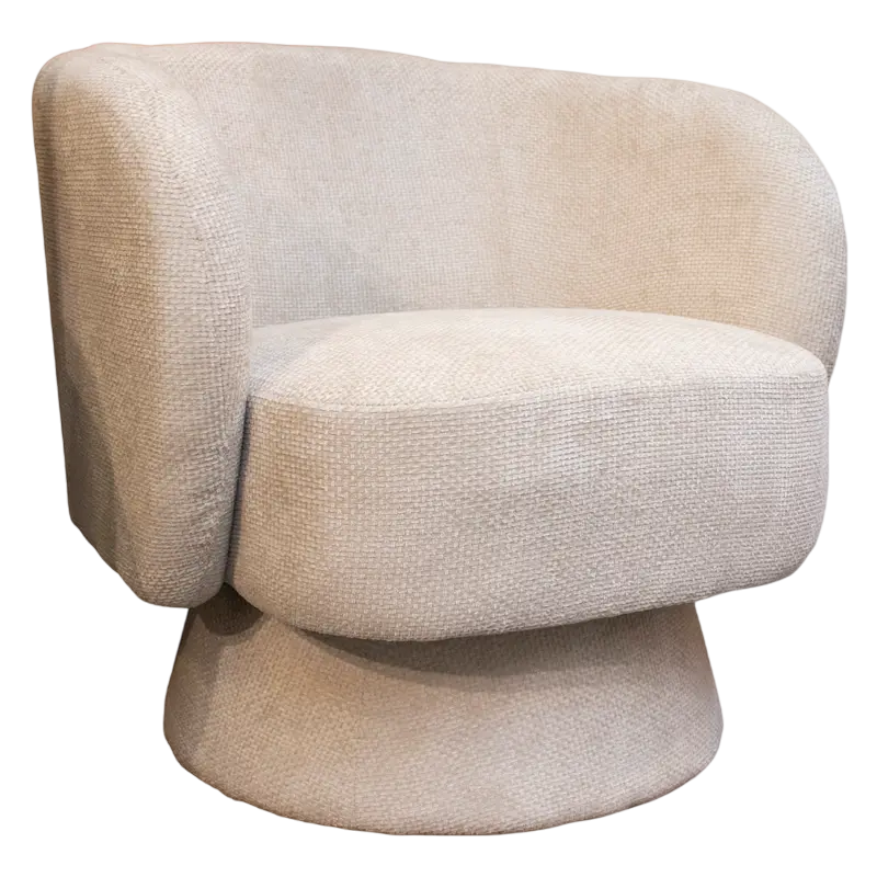 Drehbarer Sessel aus Bouclé – skulpturale Form – 78x81x77 cm – 4 Farben