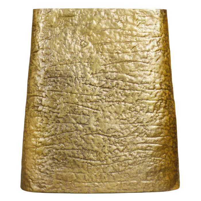 Vase aus Aluminium in Raw/Antikgold – organische Form – 36×9×39 cm – modern