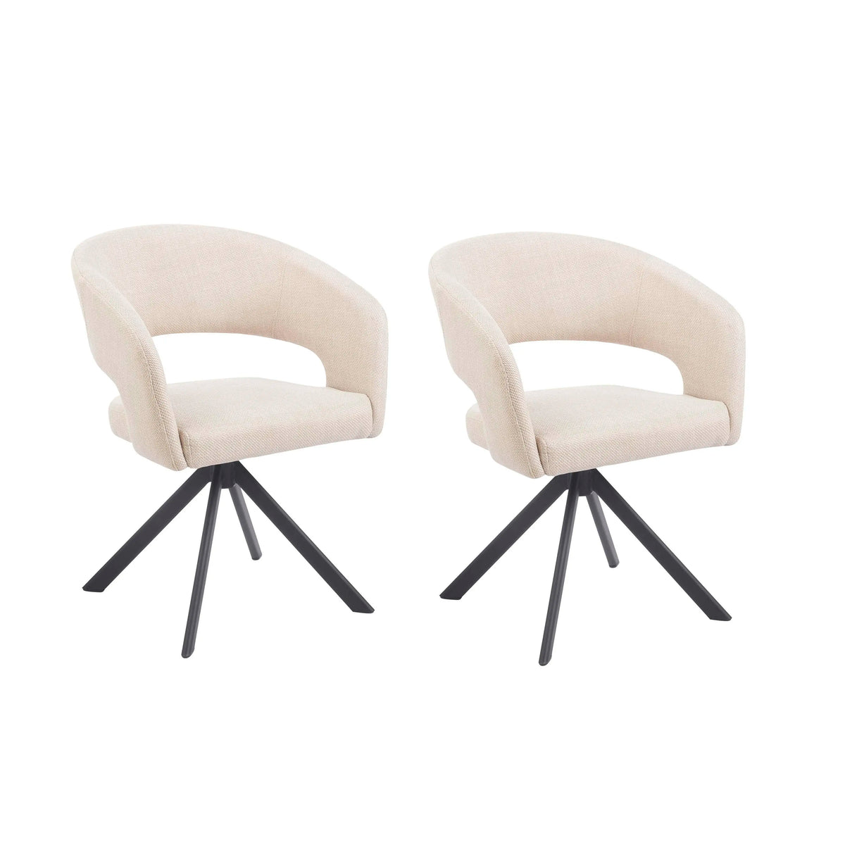2er-Set Drehbare Esszimmerstühle aus Stoff – Beige oder Grün – B 62 cm – Modernes Design